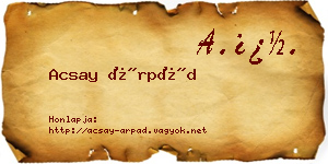 Acsay Árpád névjegykártya