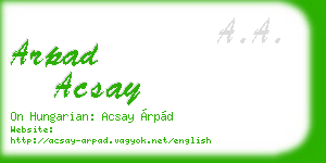 arpad acsay business card